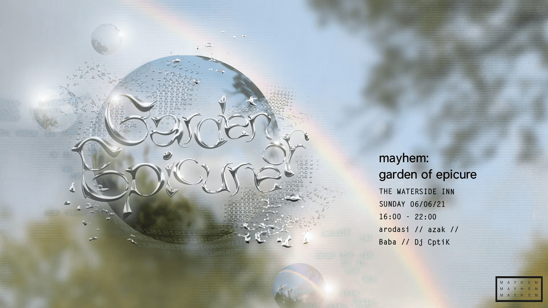 Mayhem Garden of Epicure event flyer
