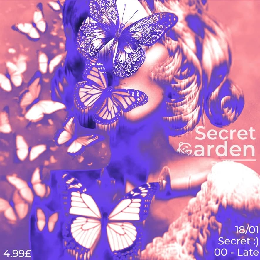 Secret Garden basement party flyer