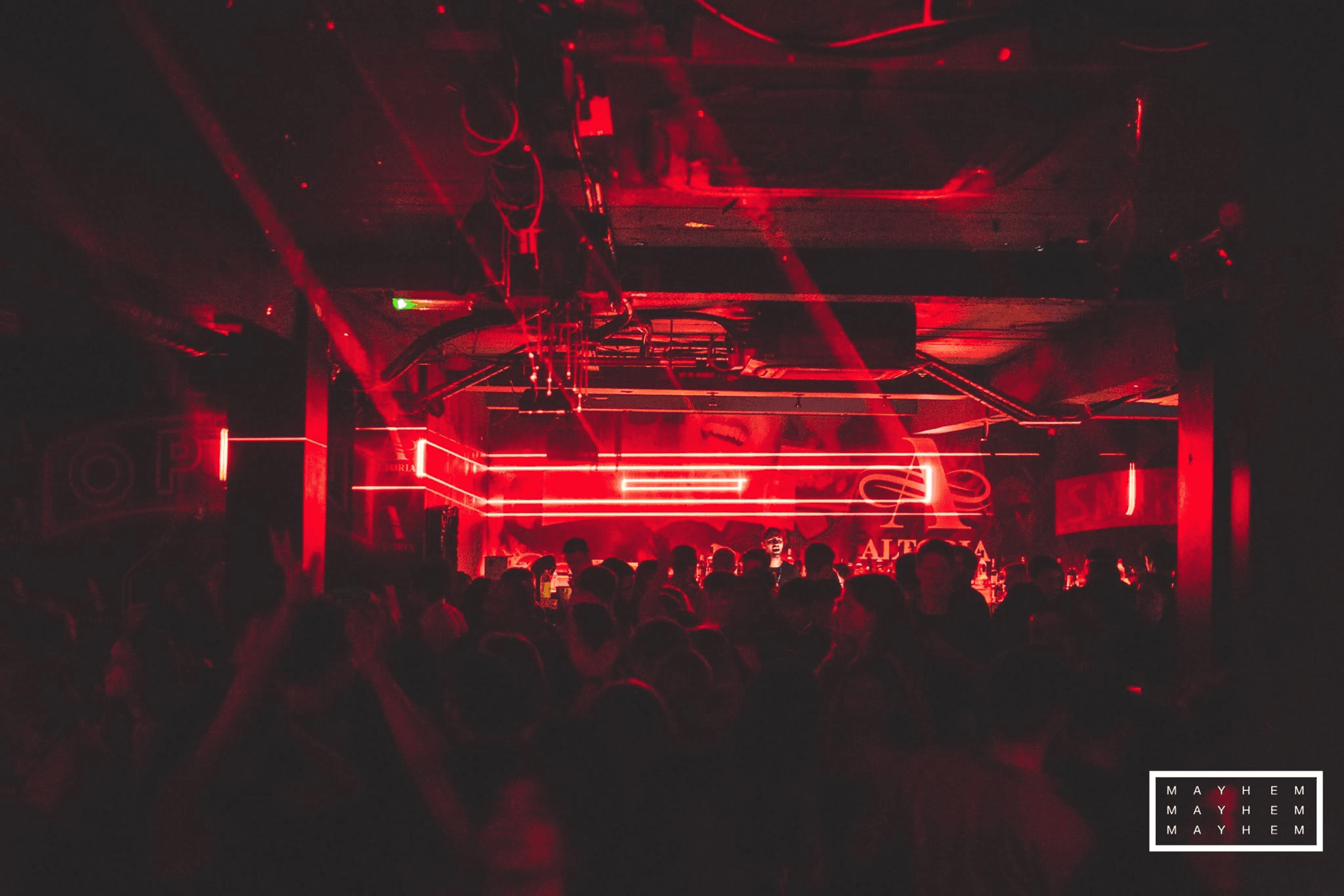 Red-lit crowd at MHM004: Climax