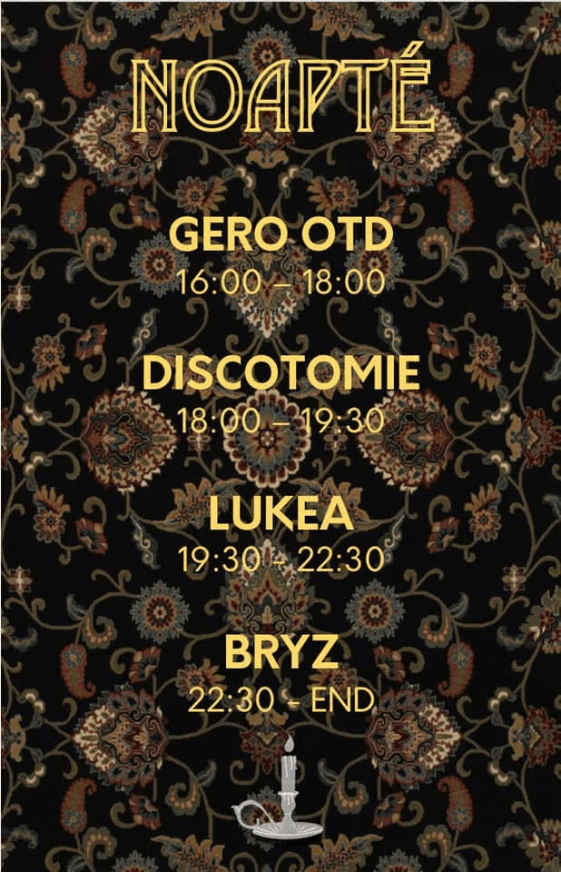 Noapté opening set times flyer