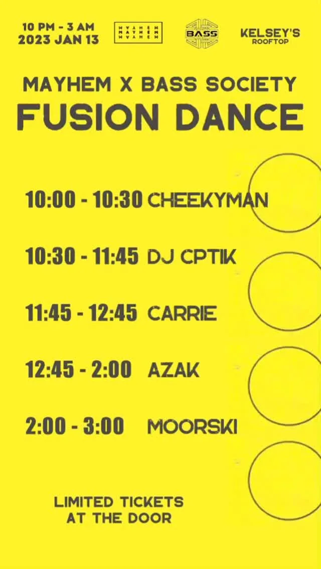 Fusion Dance running order